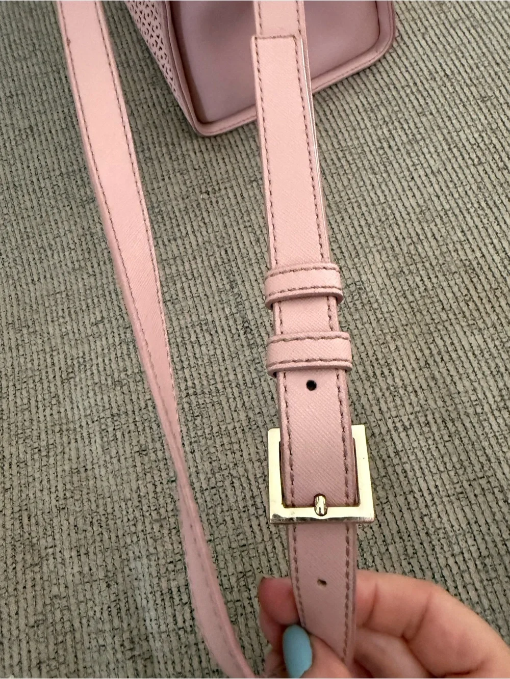 kate spade Blush Pink Perforated Leather Satchel with Crossbody Strap